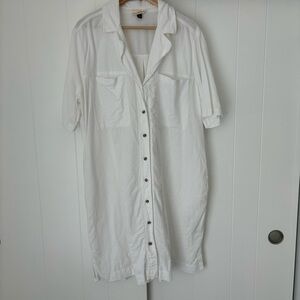 NWOT Universal Thread White Linen Dress w/ Large Pockets Button Down Medium